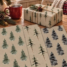 Rustic Kraft Woodland Forest Pine Spruce Trees