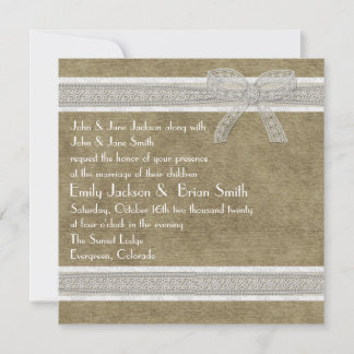 Rustic lace and burlap custom wedding invites