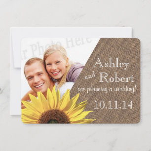 Rustic Lace and Sunflower Photo Save the Date Invitation