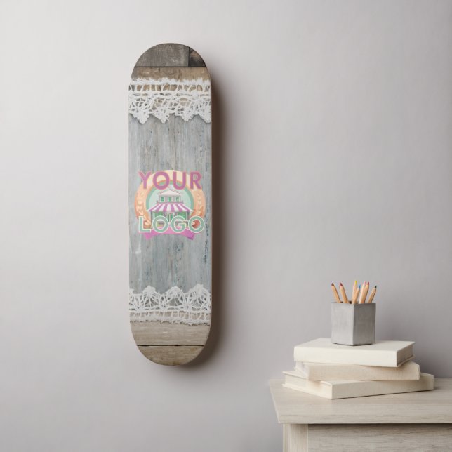 Rustic Lace and Wood Boho Boutique Farmers Market Skateboard (Wall Art)