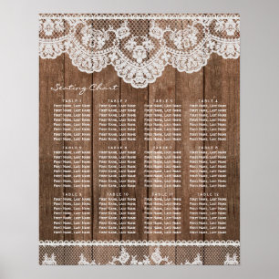 Rustic Lace and Wood Wedding Seating Chart Poster