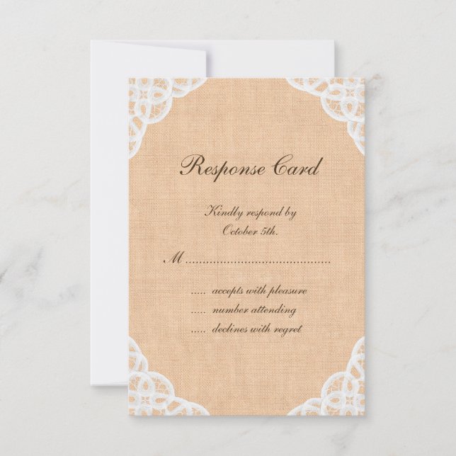 Rustic Lace & Burlap RSVP Card (Front)
