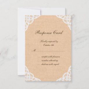 Rustic Lace & Burlap RSVP Card