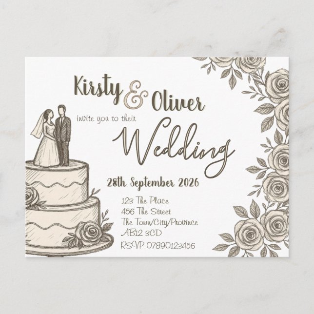 Rustic Lace Calligraphy  Postcard (Front)