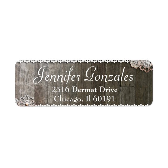 Rustic Lace & Flowers Modern Address Label (Front)