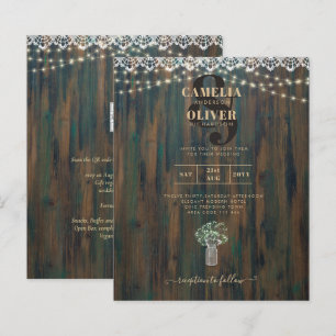 Rustic Lace Gypsophila Lights Mason Jar Wedding