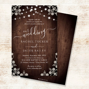 Rustic Lace & Lights Budget Wedding Invitation