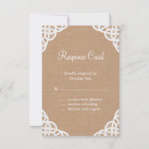Rustic Lace & Medium Burlap RSVP Card