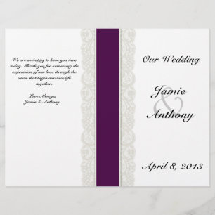 Rustic Lace & Plum Ribbon Wedding Program