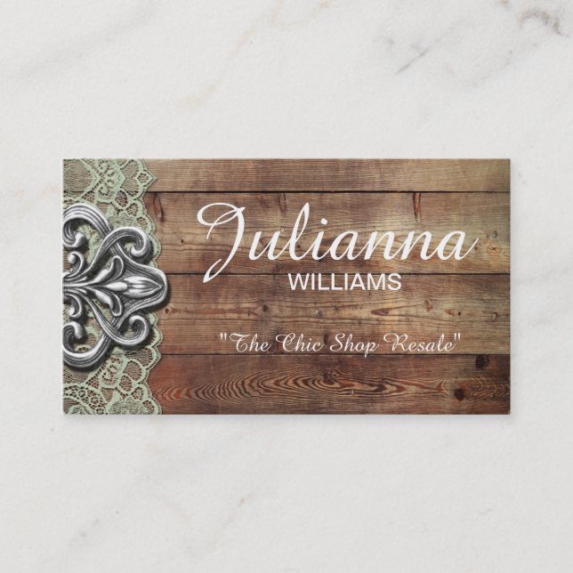 Rustic  Lace Shabby Chic Business Cards (Front)