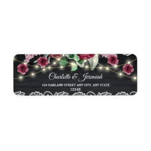 Rustic Lace String Lights Wedding Return Address