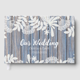 Rustic Lace Vintage Wood Mementos Wedding Album Guest Book