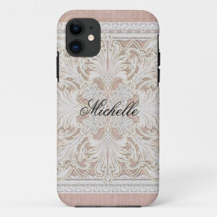 Rustic Lace w Aged Vintage Linen Country Elegance Case-Mate iPhone Case