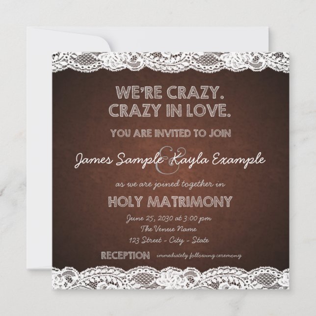 Rustic Lace Wedding Invitation (Front)