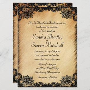 Rustic Lace Wedding Invitation
