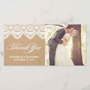 RUSTIC LACE WEDDING THANK YOU PHOTO CARD