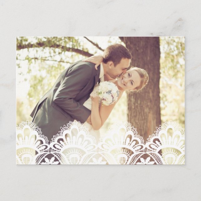 RUSTIC LACE | WEDDING THANK YOU PHOTO POST CARD (Front)