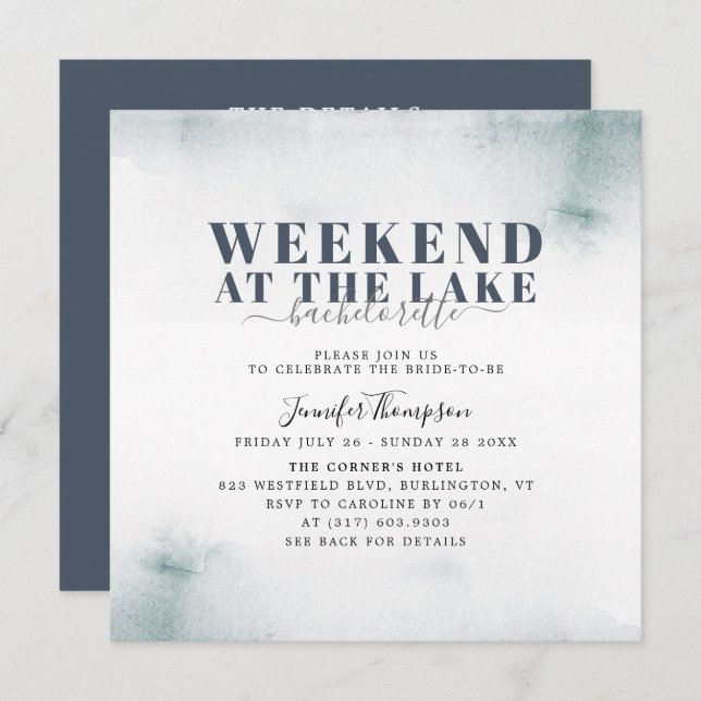 Rustic Lake Cabin Bachelorette Weekend Itinerary Invitation (Front/Back)