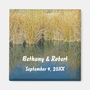 Rustic Lake Grass Reflection Outdoor Wedding Magnet