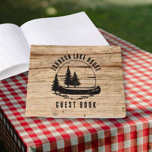 Rustic Lake House Custom Family Name  Guest Book
