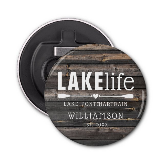 Rustic Lake Life Paddles Personalised Bottle Opener (Front)