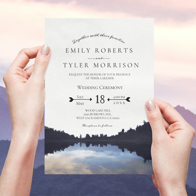 ©Rustic Lake Reflections Lakeside Wedding Invitation (Creator Uploaded)