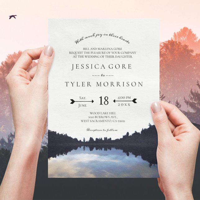  ©Rustic Lake Reflections Lakeside Wedding Invitation (Creator Uploaded)
