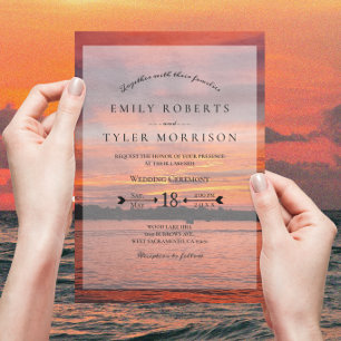 Rustic Lake Sunset Lakeside Wedding Invites ©