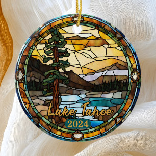 Rustic Lake Tahoe California Ceramic Tree Decoration