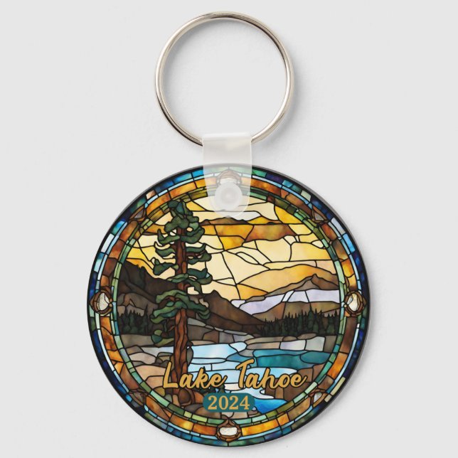 Rustic Lake Tahoe California Key Ring (Front)