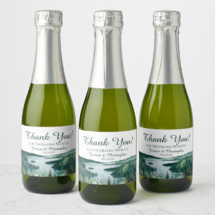 Rustic Lake Tahoe Wedding Thank You Mini Sparkling Wine Label