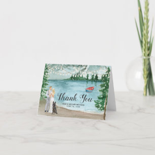 Rustic Lakeside Mountain   Wedding Thank You Card