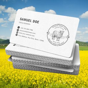 Rustic Lamb Sheep Farm LOGO QR Code Business Card