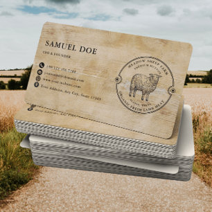 Rustic Lamb Sheep Farm LOGO QR Code Business Card