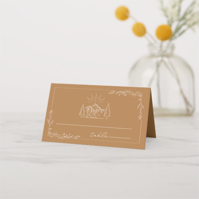 Rustic Lantern Goldenrod Yellow Wedding Place Card (Front)