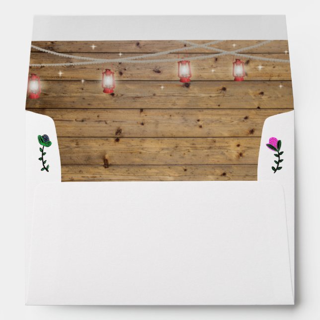 Rustic Lantern Lights on Wood Envelopes (Back (Bottom))