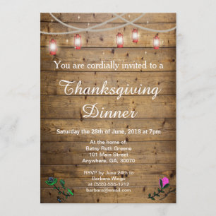 Rustic Lantern Lights Thanksgiving Invitation Card