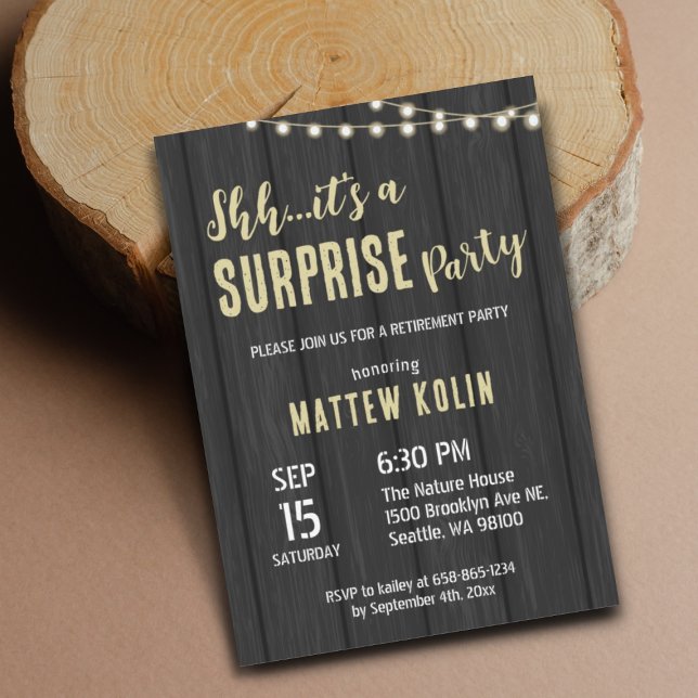 Rustic Lantern Photo Retirement Surprise Party Invitation (Creator Uploaded)