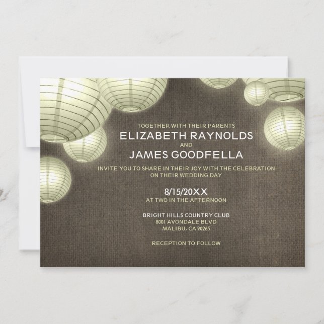 Rustic Lantern Wedding Invitations (Front)