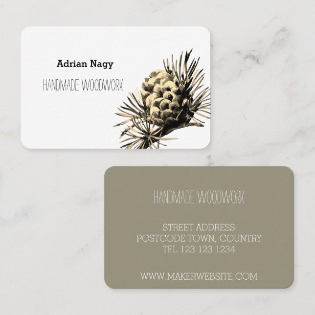 Rustic Larch cone business card (Front/Back)
