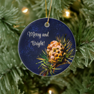 Rustic Larch cone Ceramic Tree Decoration