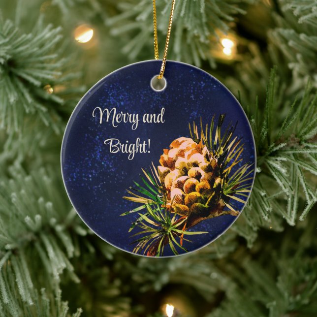Rustic Larch cone Ceramic Tree Decoration (Tree)