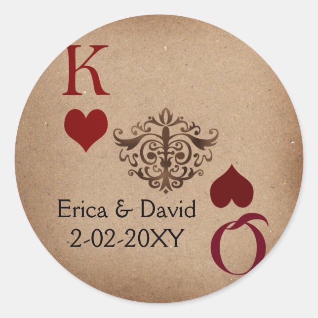Rustic Las Vegas Wedding Cards Classic Round Sticker (Front)