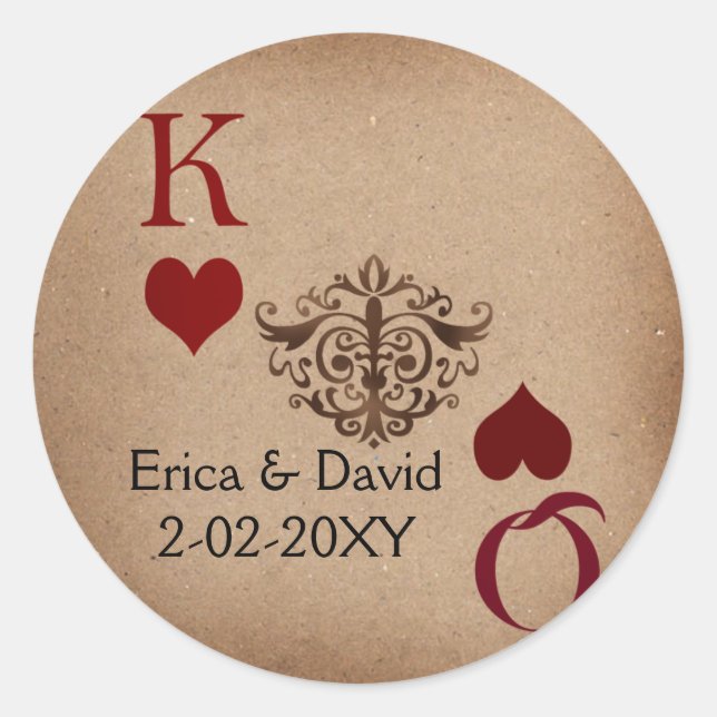 Rustic Las Vegas Wedding Cards Classic Round Sticker (Front)