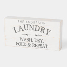 Rustic Laundry Room Personalised Wash Dry Fold