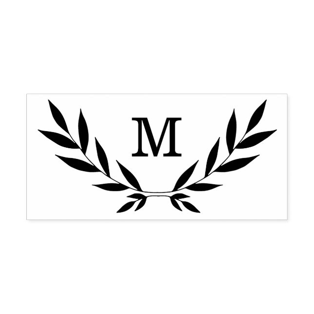 Rustic Laurel Branch Monogram Rubber Stamp (Imprint)