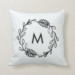 Rustic Laurel Farmhouse Pinecone Monogrammed Cushion<br><div class="desc">Rustic Laurel Farmhouse Pinecone Monogrammed Throw Pillow with a natural burlap background.  A lovely farmhouse touch for your holiday and winter decor.</div>