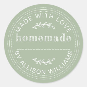 Rustic Laurel Green Homemade Baked Goods Classic Round Sticker