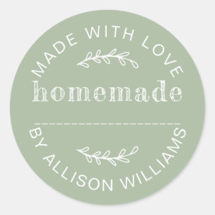 Rustic Laurel Green Homemade Baked Goods Classic Round Sticker