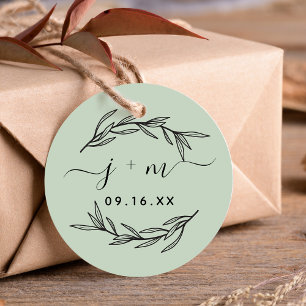 Rustic Laurel Leaves Script Initials Wedding Favour Tags